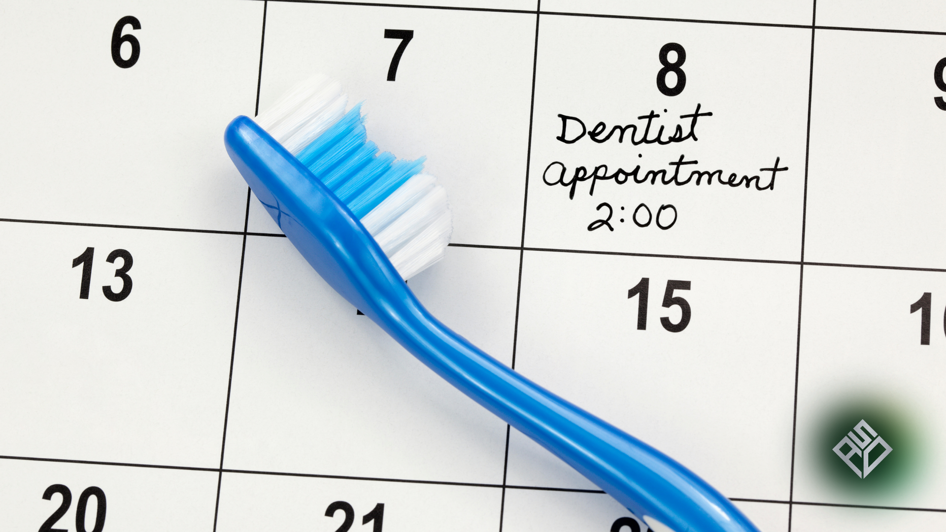 Blue toothbrush on a calendar with 