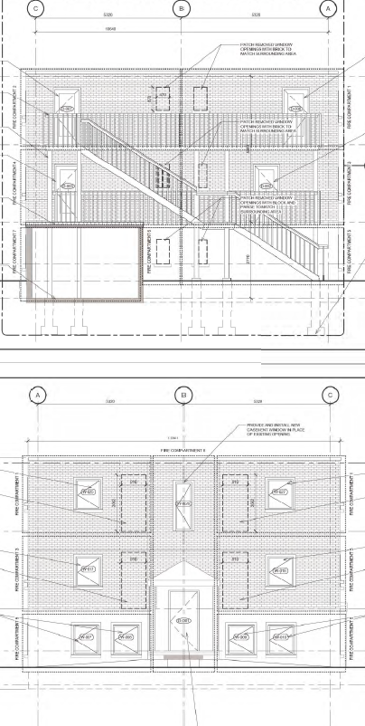 Un dessin en noir et blanc d'une maison montrant l'intérieur et l'extérieur.