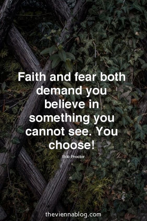 Faith and fear both demand you believe in something you cannot see . you choose !