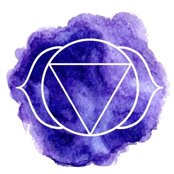 A purple watercolor background with a triangle in the middle.