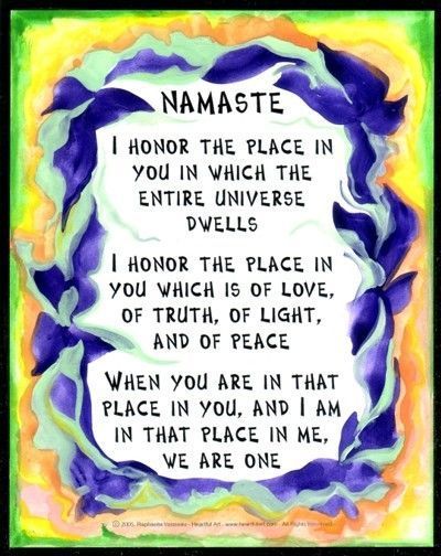 A poster that says namaste on it