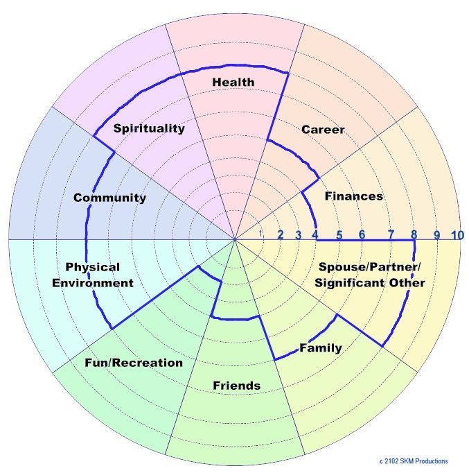 A diagram of a person 's life shows their health spirituality and career