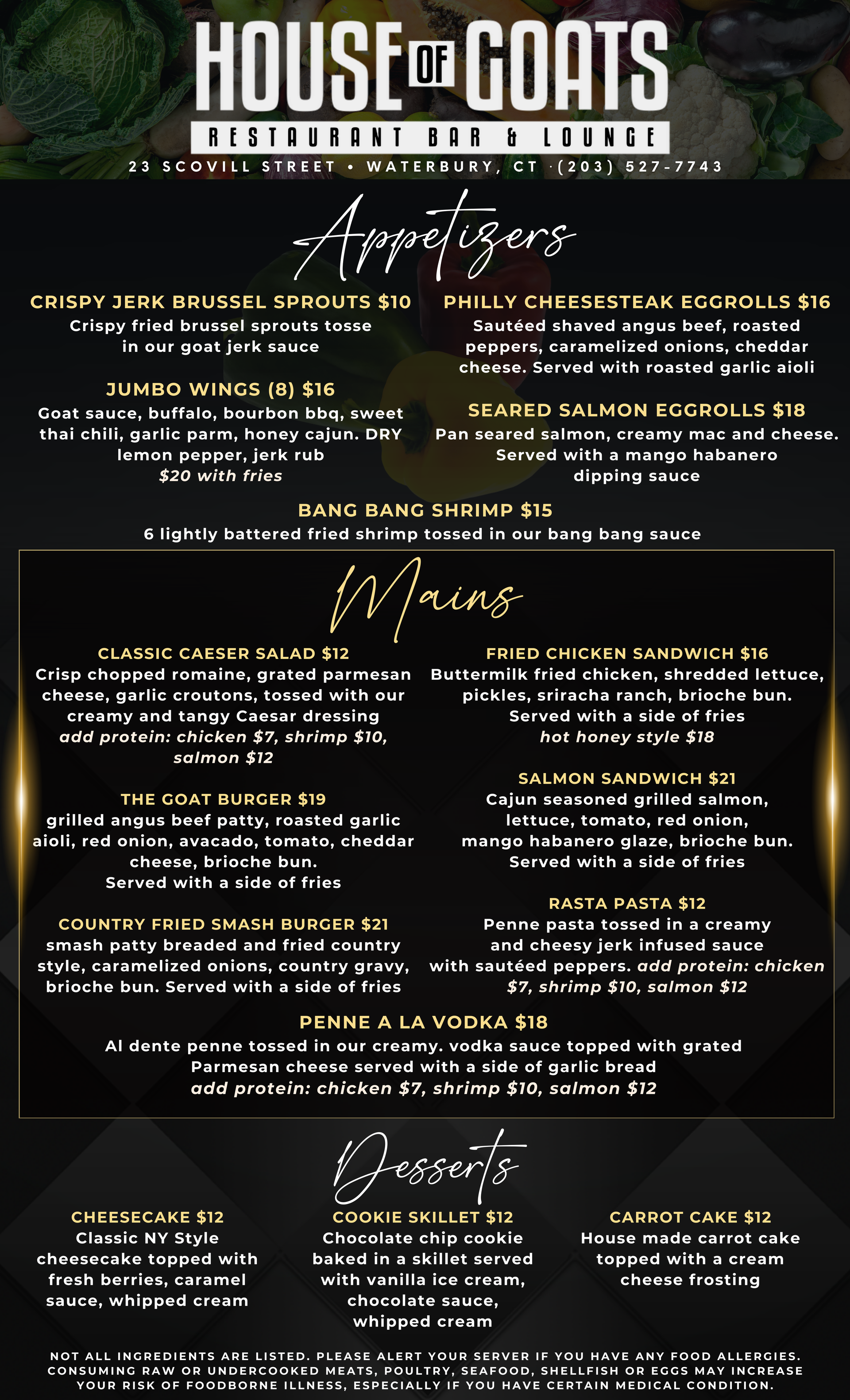 A brunch menu for a restaurant with sandwiches on a wooden cutting board.