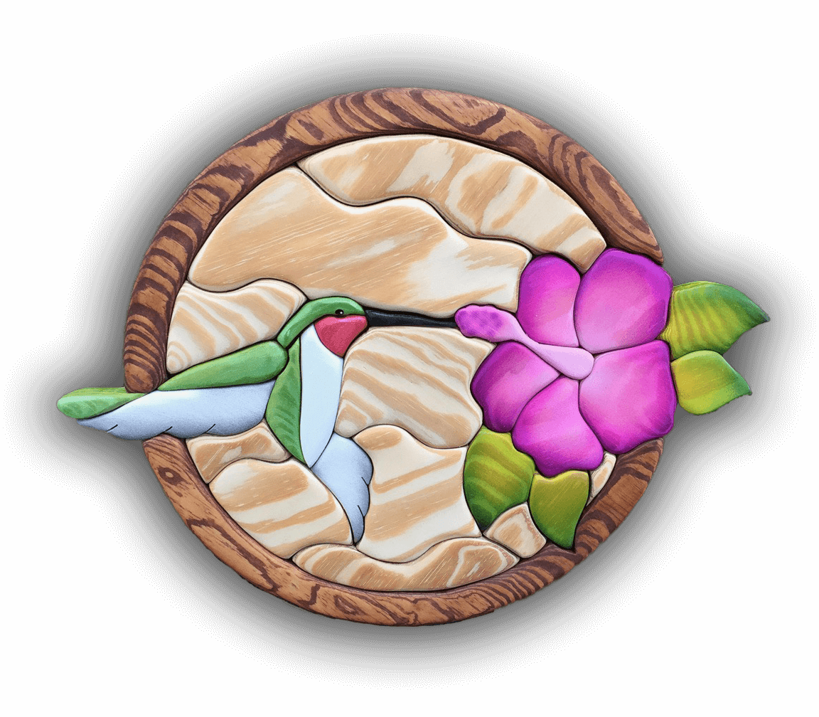 Intarsia Wood Art Hummingbird