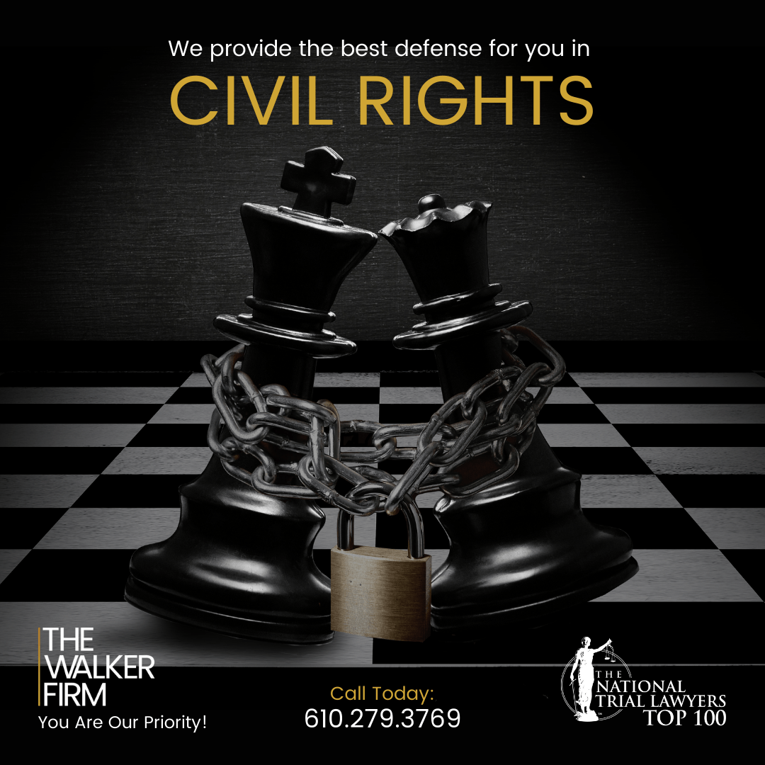 A couple of chess pieces chained to each other on a checkered board.