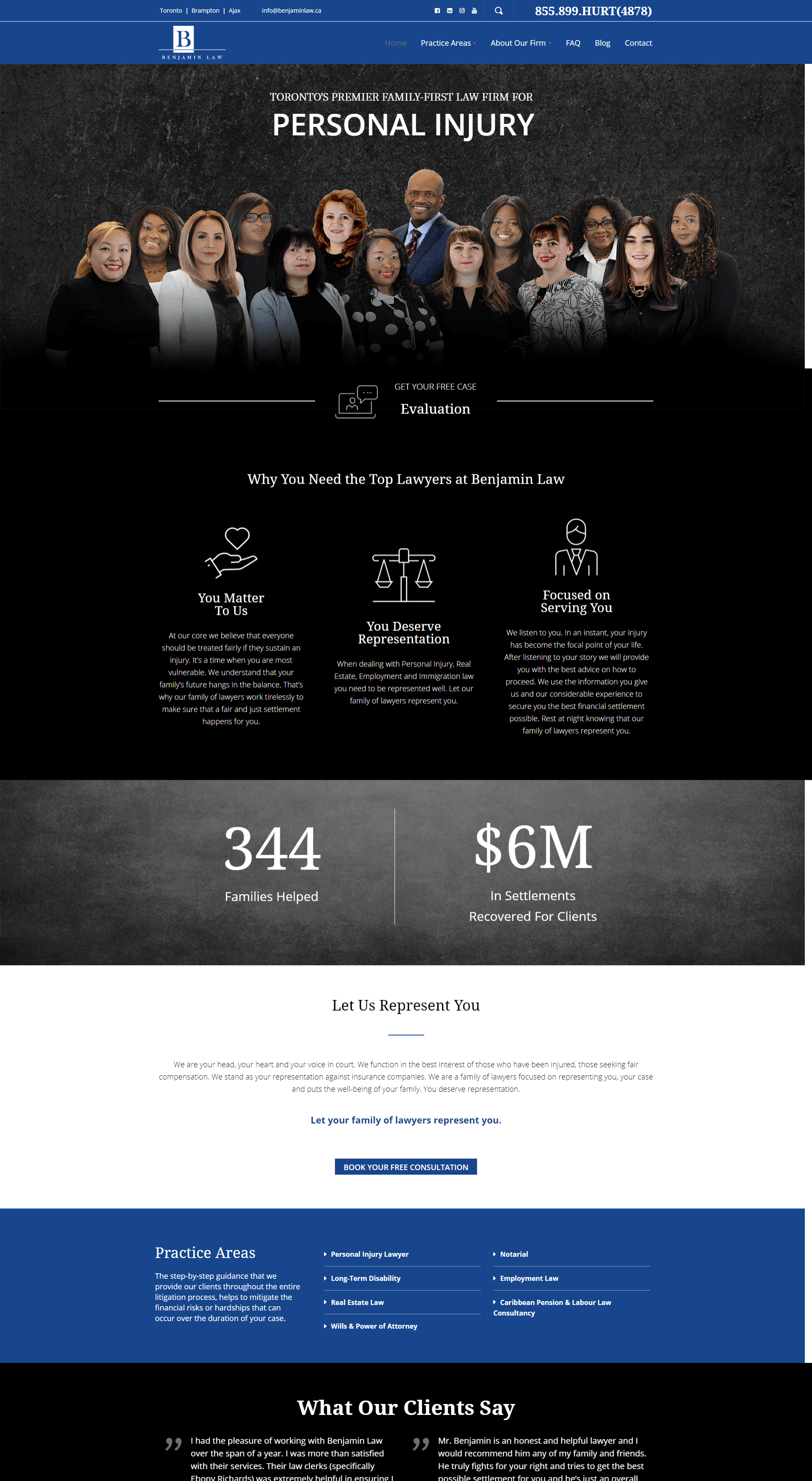 A group of people are standing next to each other on a website.