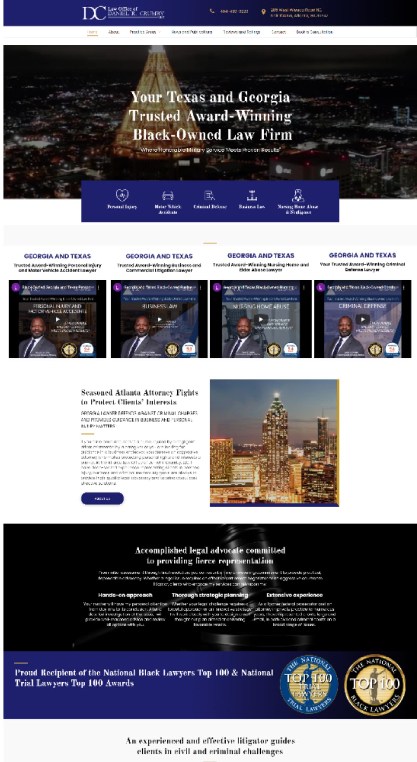 A screenshot of a website for a law firm.