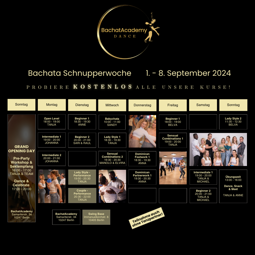 Bachata Kursplan Kennlernwoche