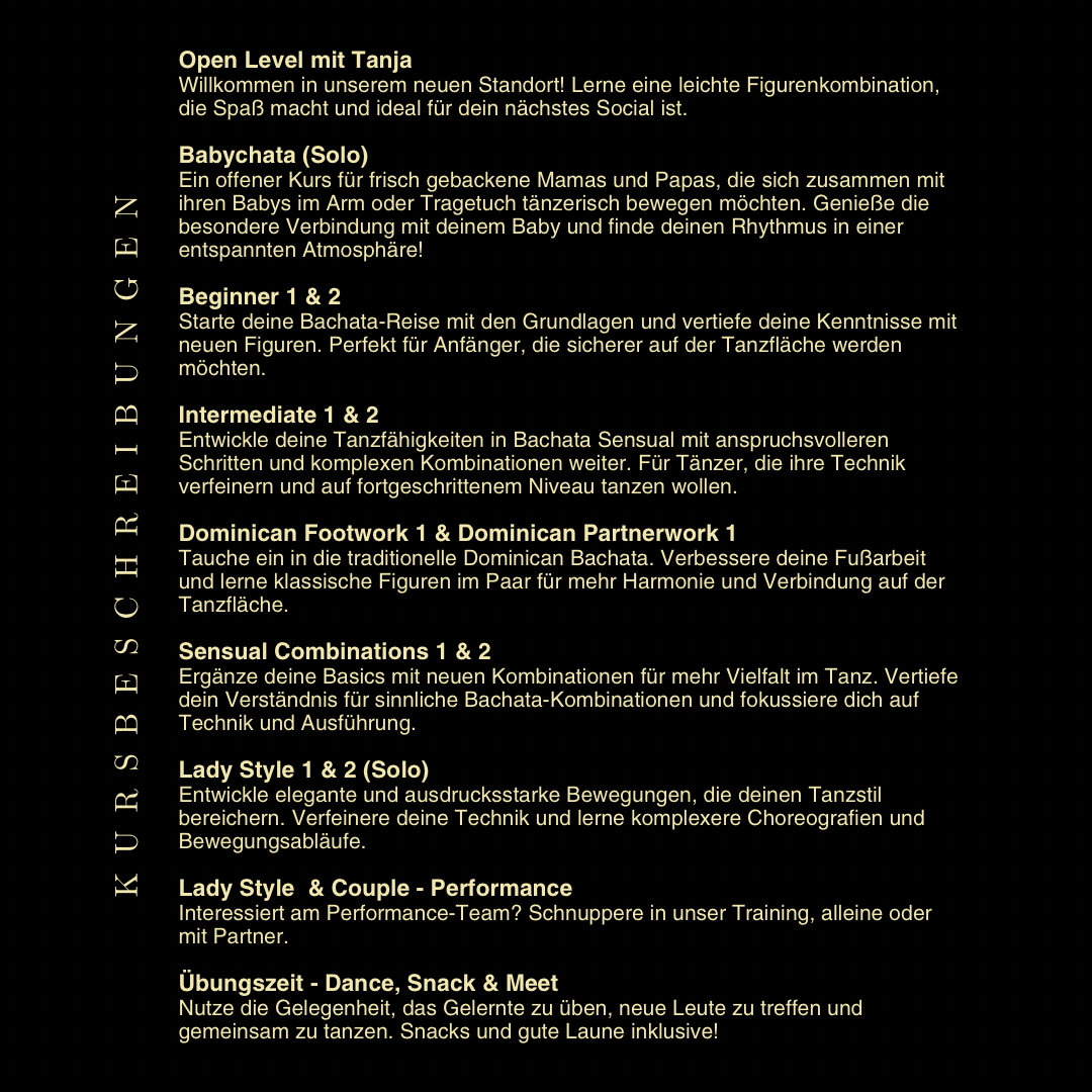 Bachata Kursplan Kennlernwoche