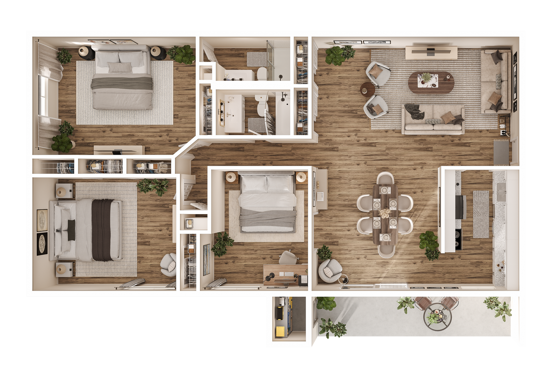 2 BED, 2 BATH Floor Plan for Heritage