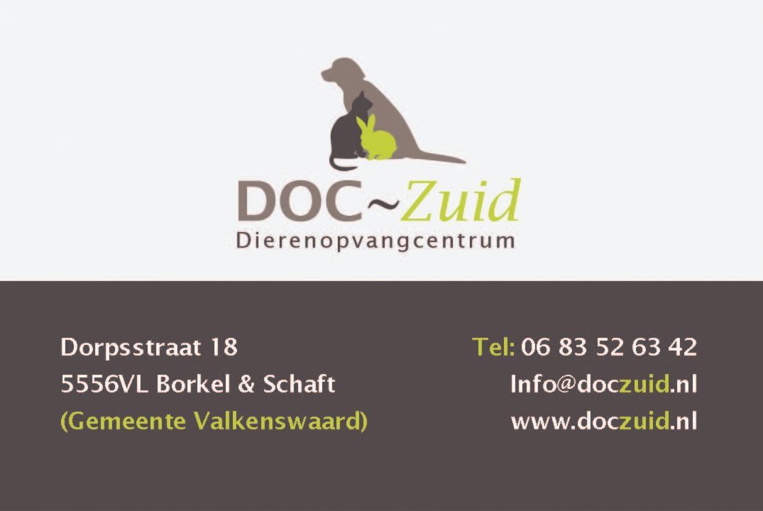 A business card for doc zuid dierenopvangcentrum