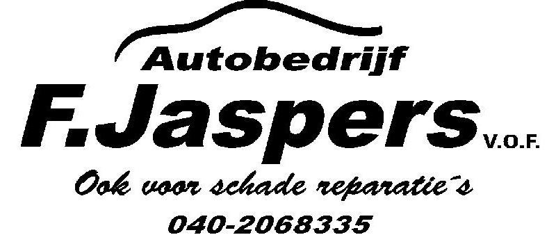 Een zwart-wit logo voor autobedrijf f. jaspers vof