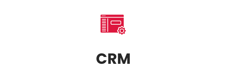 A red icon with the word crm on a white background.
