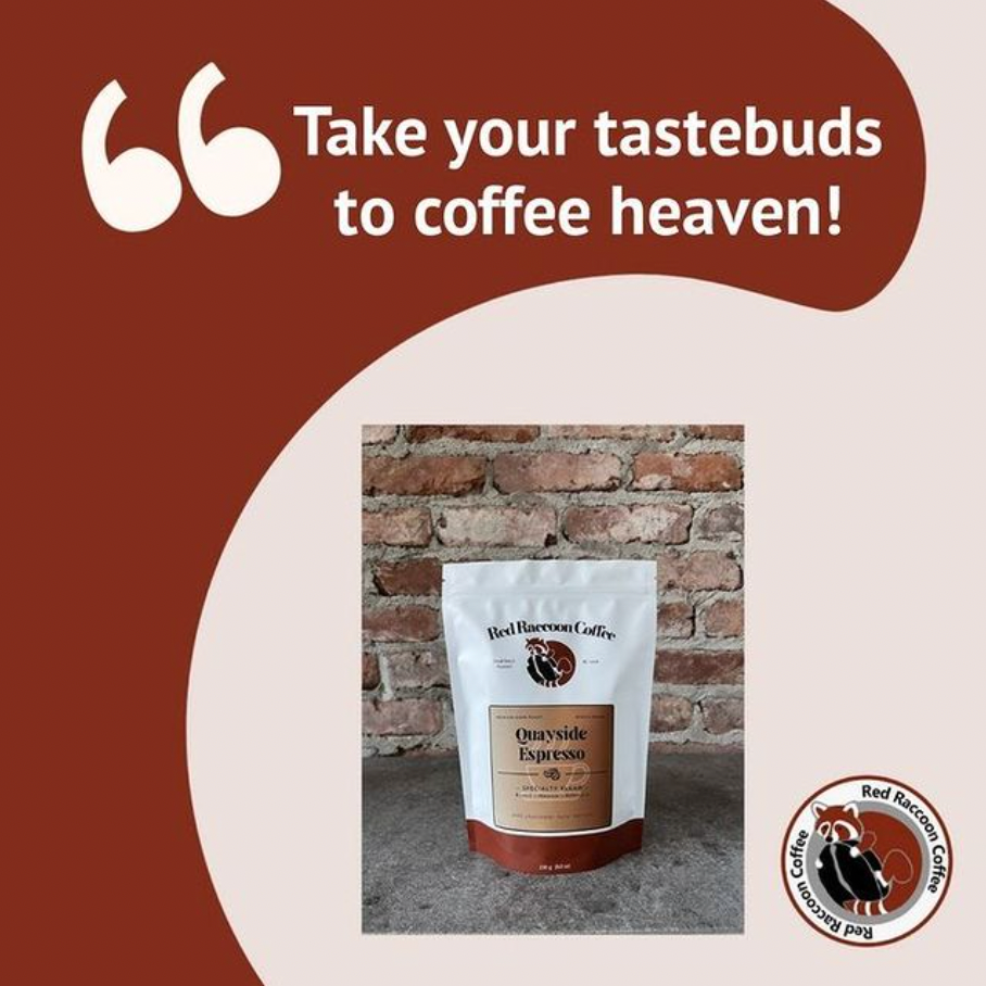 A bag of coffee that says take your tastebuds to coffee heaven