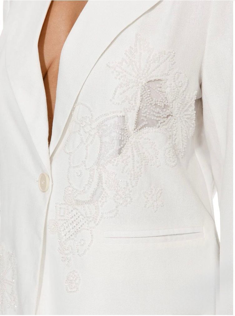 LONG SLEEVE BUTTON CLOSURE WHITE DETAIL BLAZER