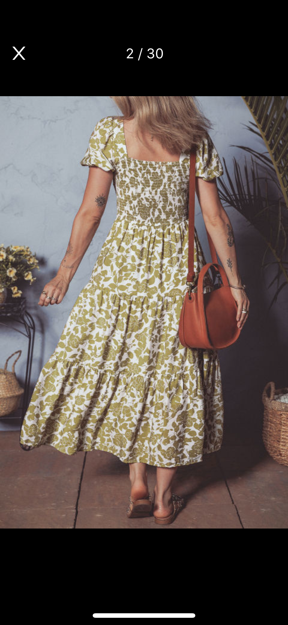YELLOW BOHO FLORAL SQUARE NECK DRESS
