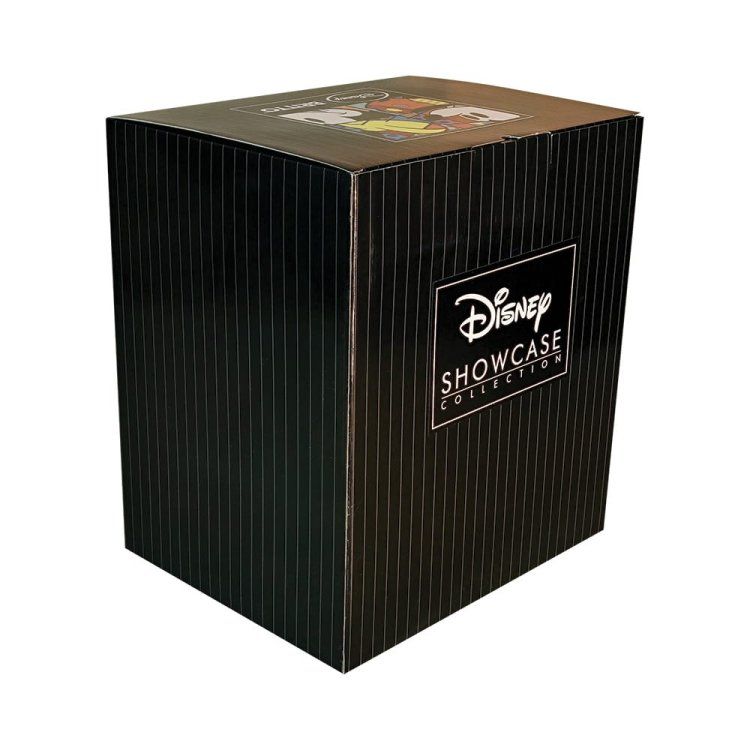 Doos met het Disney Showcase Collection-logo en een krijtstreepmotief.