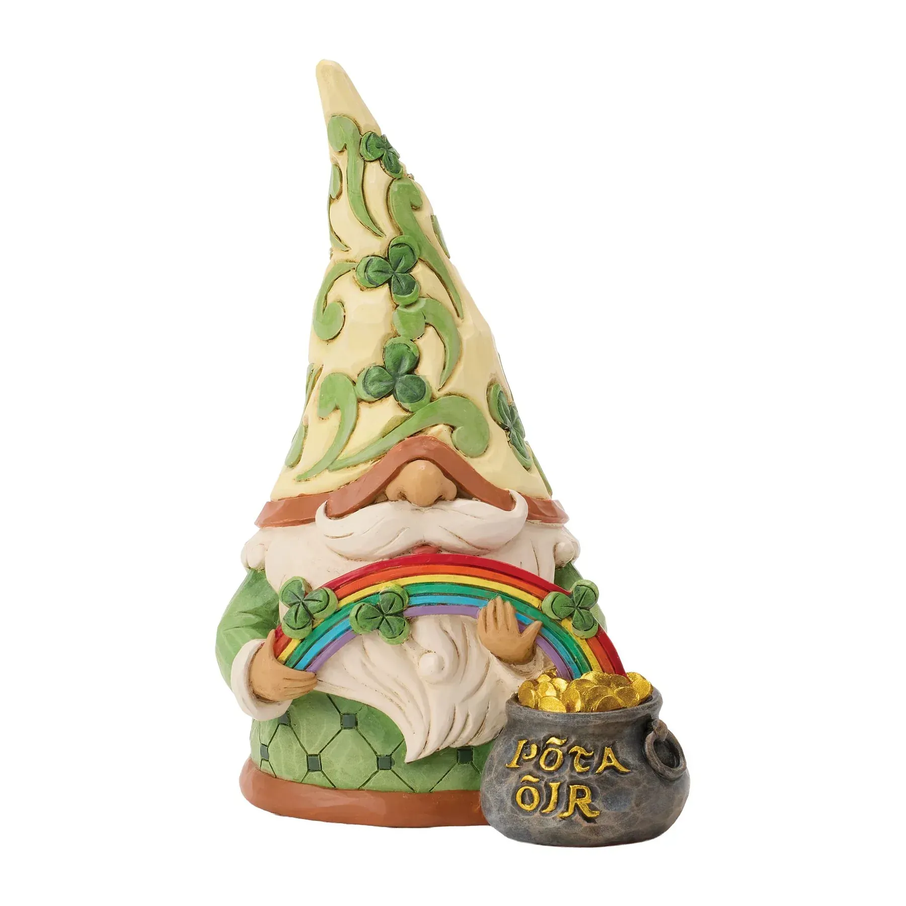 Gnome with Rainbow with Pot of Gold Figurine- 