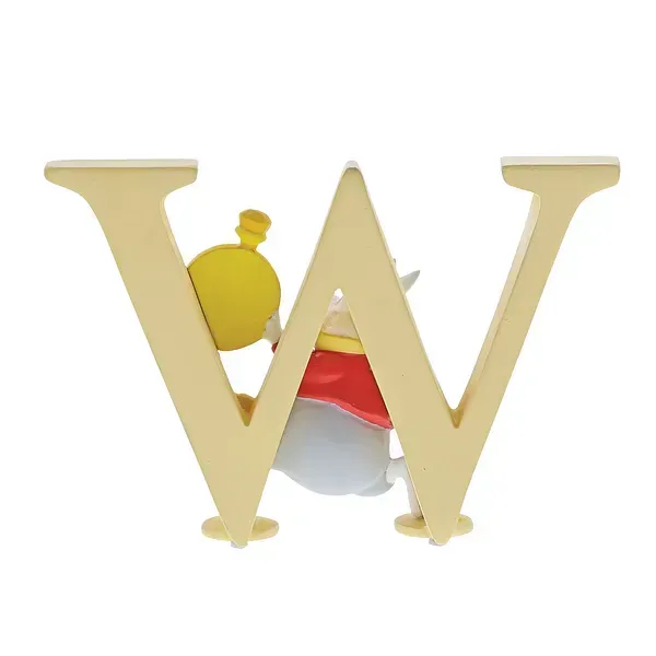 Het personage Witte Konijn houdt een zakhorloge vast, dat aan de letter