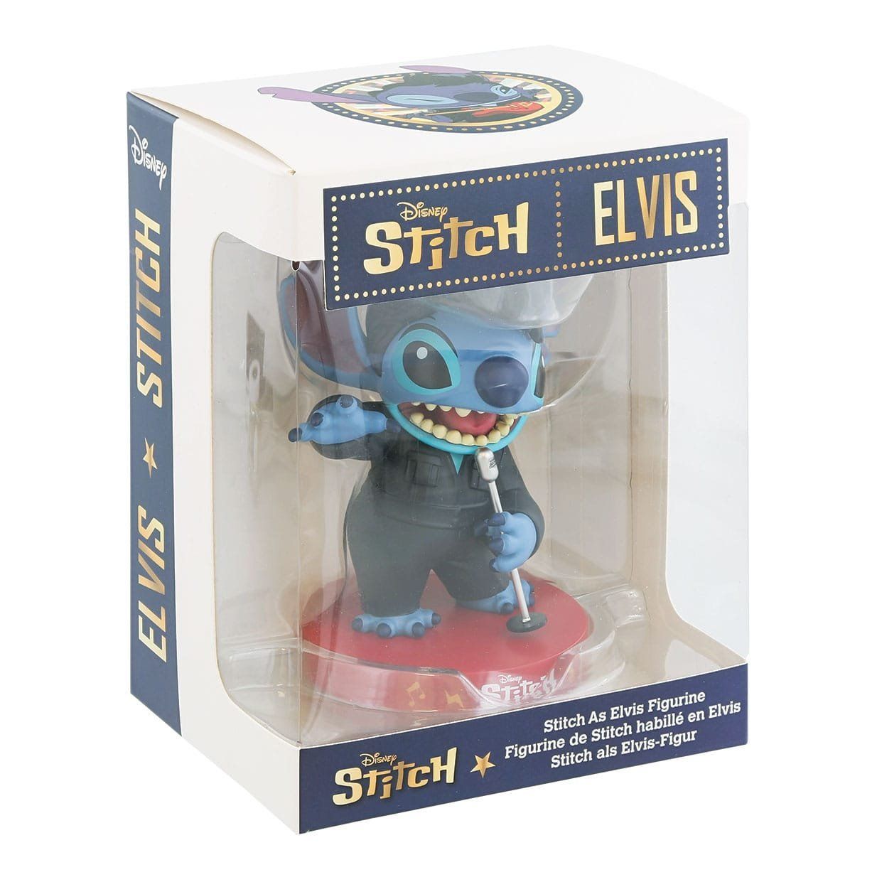 Een stitch en elvis beeldje in een doos