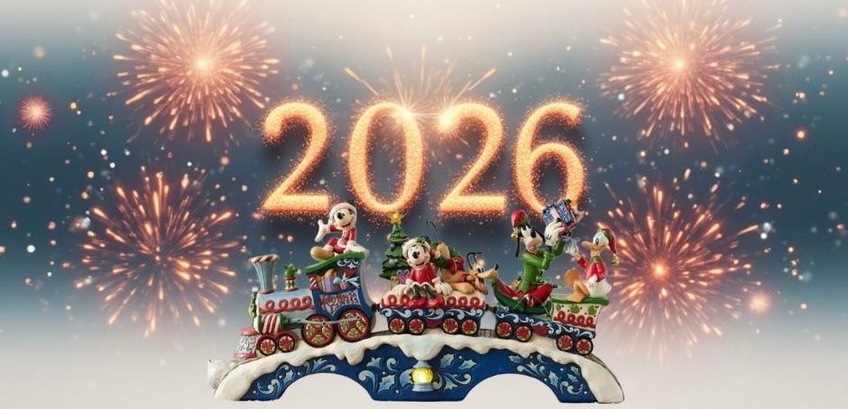 Vuurwerk boven een treindisplay met