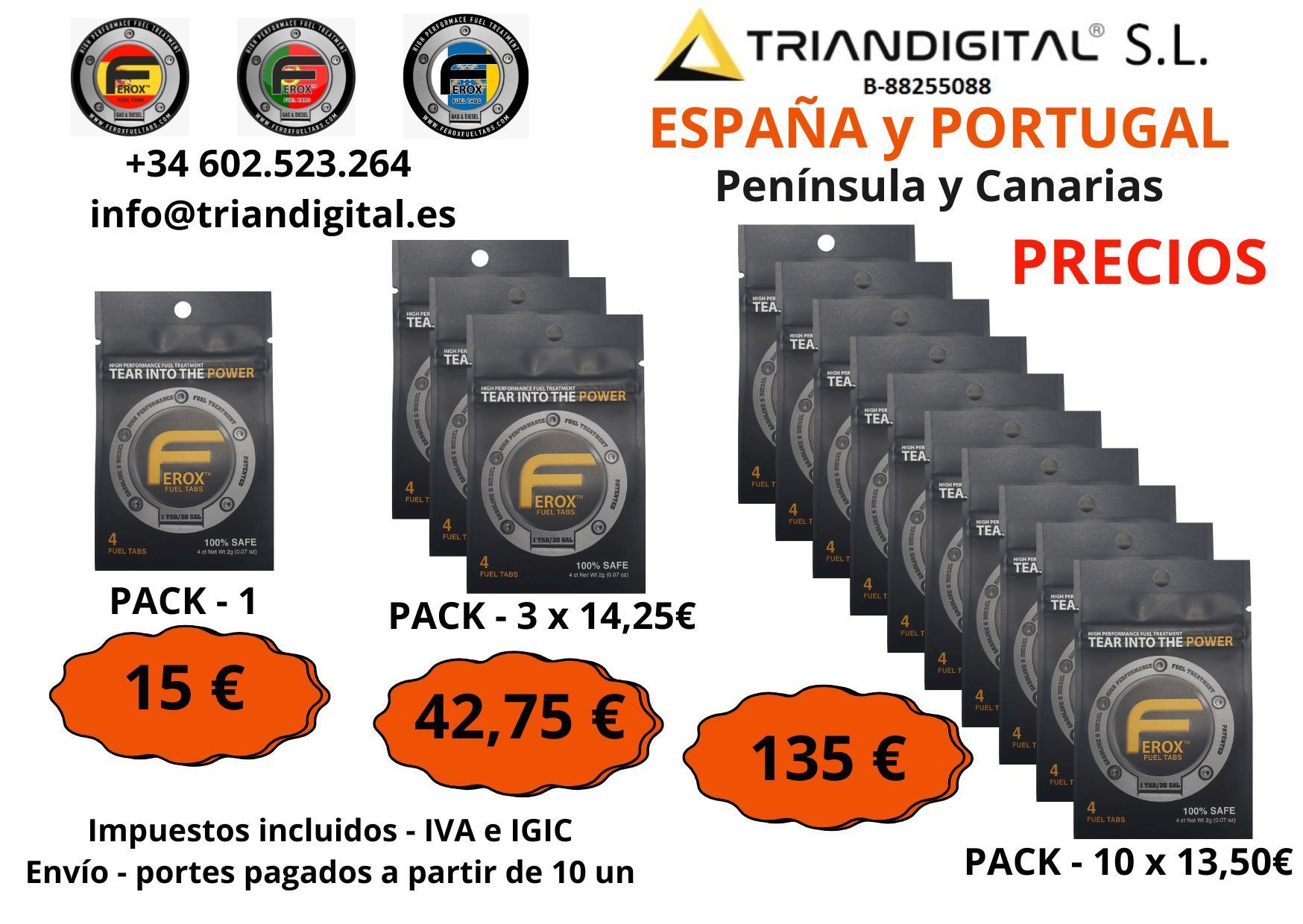 Un anuncio para España y Portugal, península y Canarias.