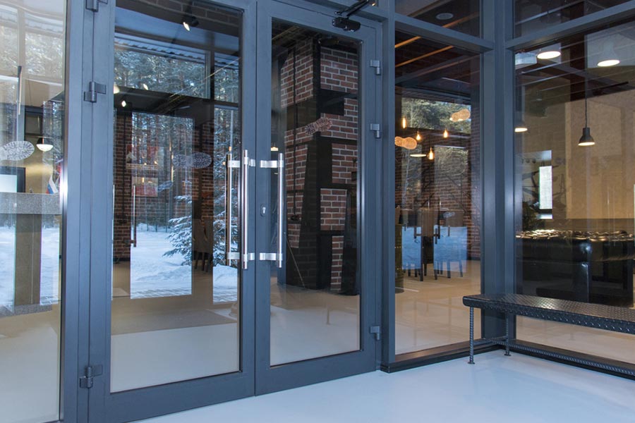 Glass Doors In Commercial Building — Lake Macquarie Glass in Central Coast, NSW