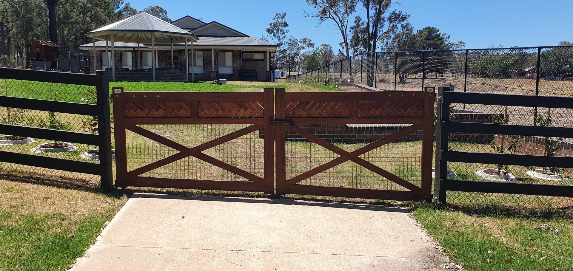 Closer View of Mesh and Wooden Gate 4 — Fences in Aylmerton, NSW