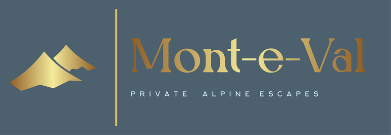 Gold mountain range logo with text
