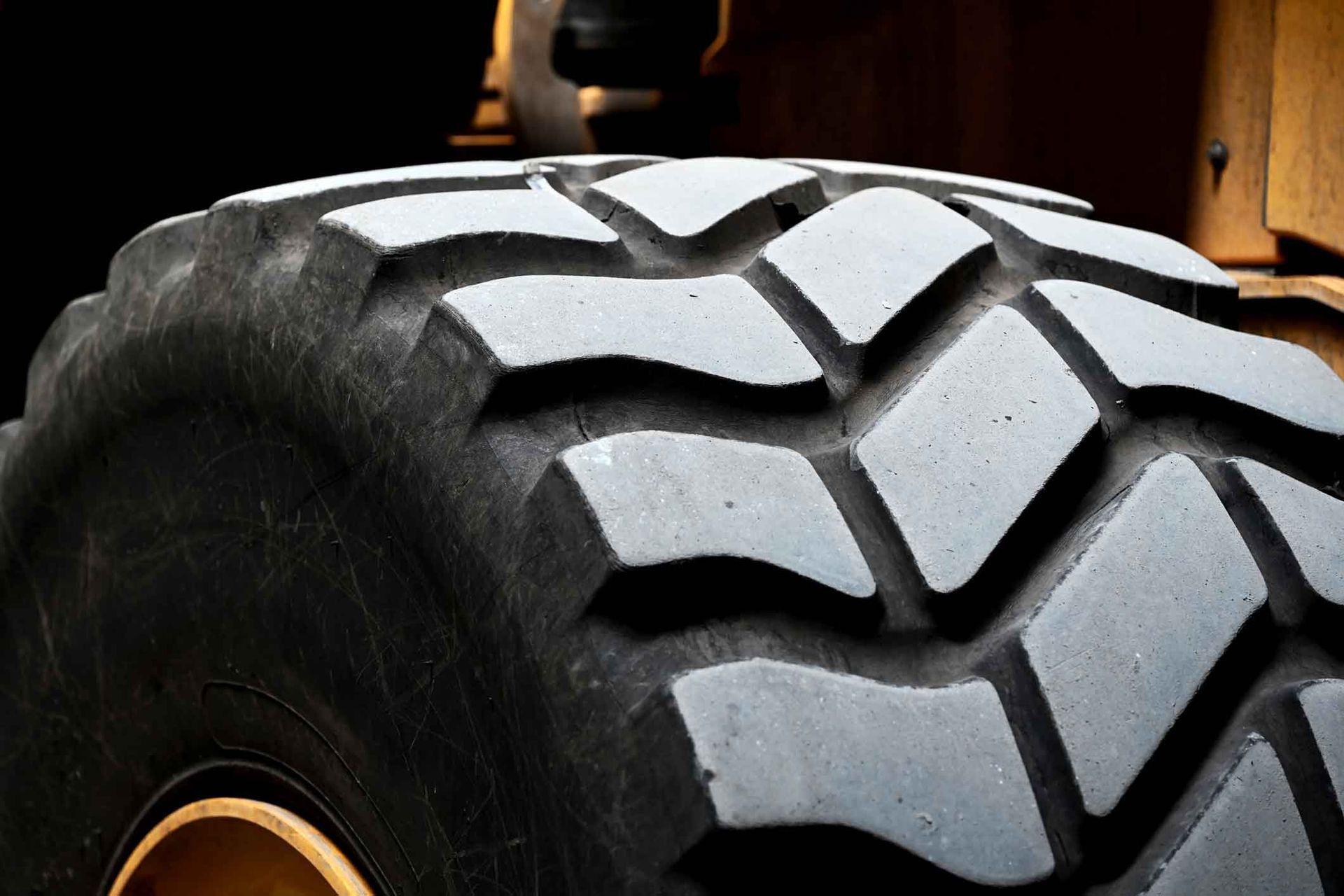 A close up of a tire with a geometric pattern on it