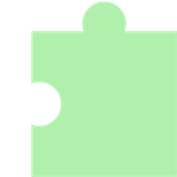 A green puzzle piece with a hole in the middle on a white background.