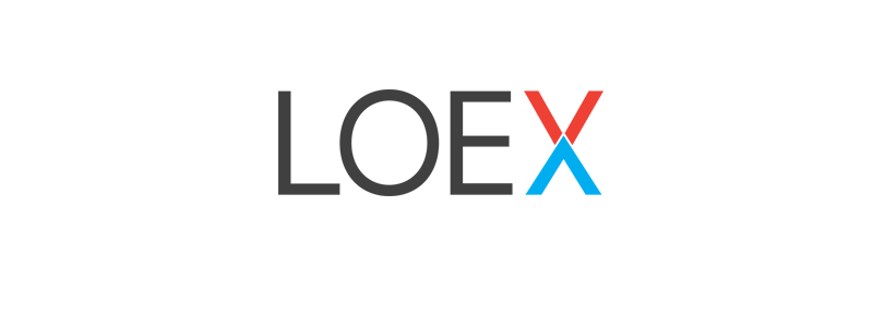 Testo LOEX con contorno bianco.