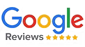 Google Reviews logo with text and gold stars.