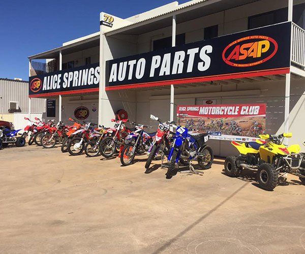 Parked Motorcycles — Alice Springs Auto Parts in Alice Springs NT