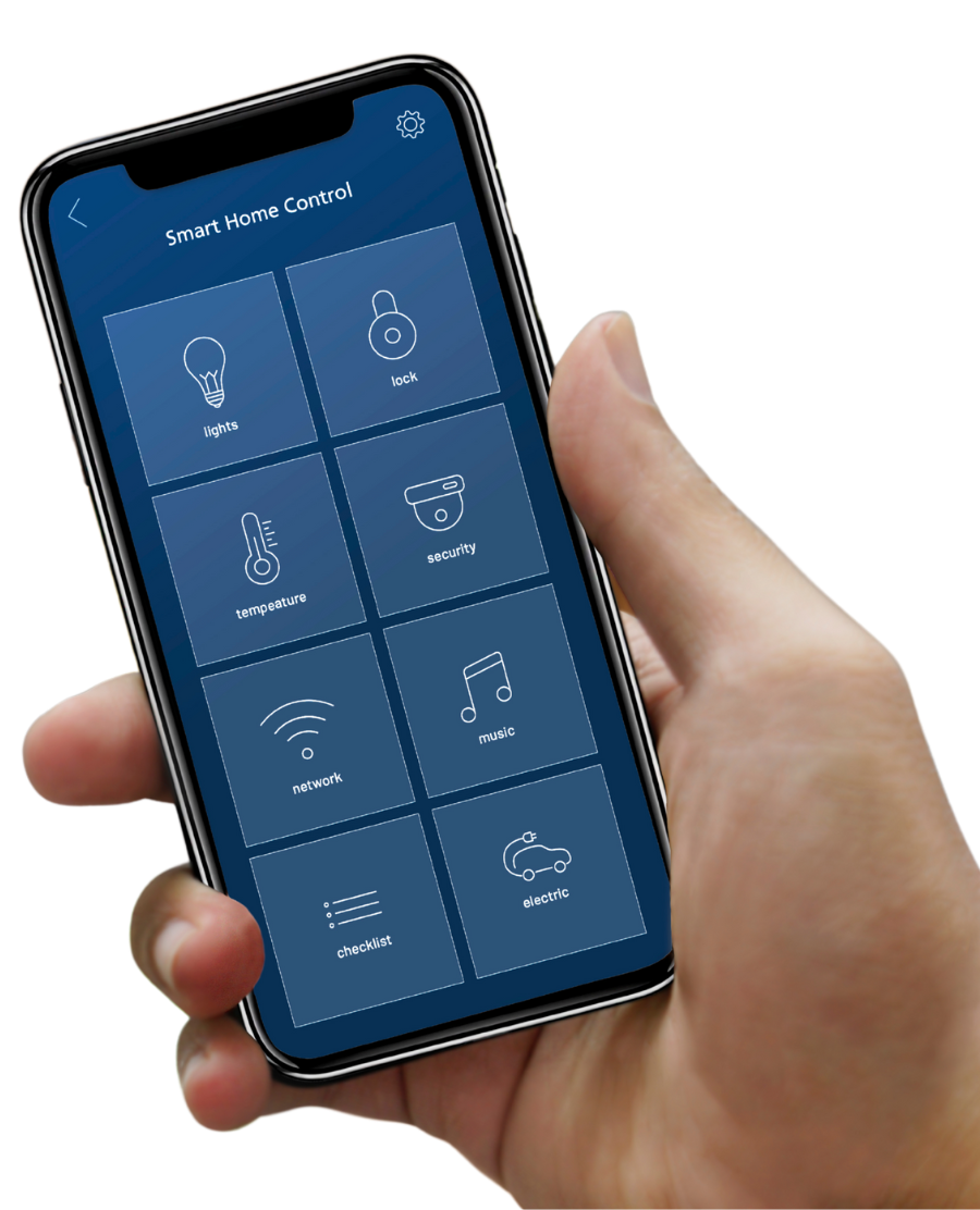 A person is holding a smart phone in their hand.
