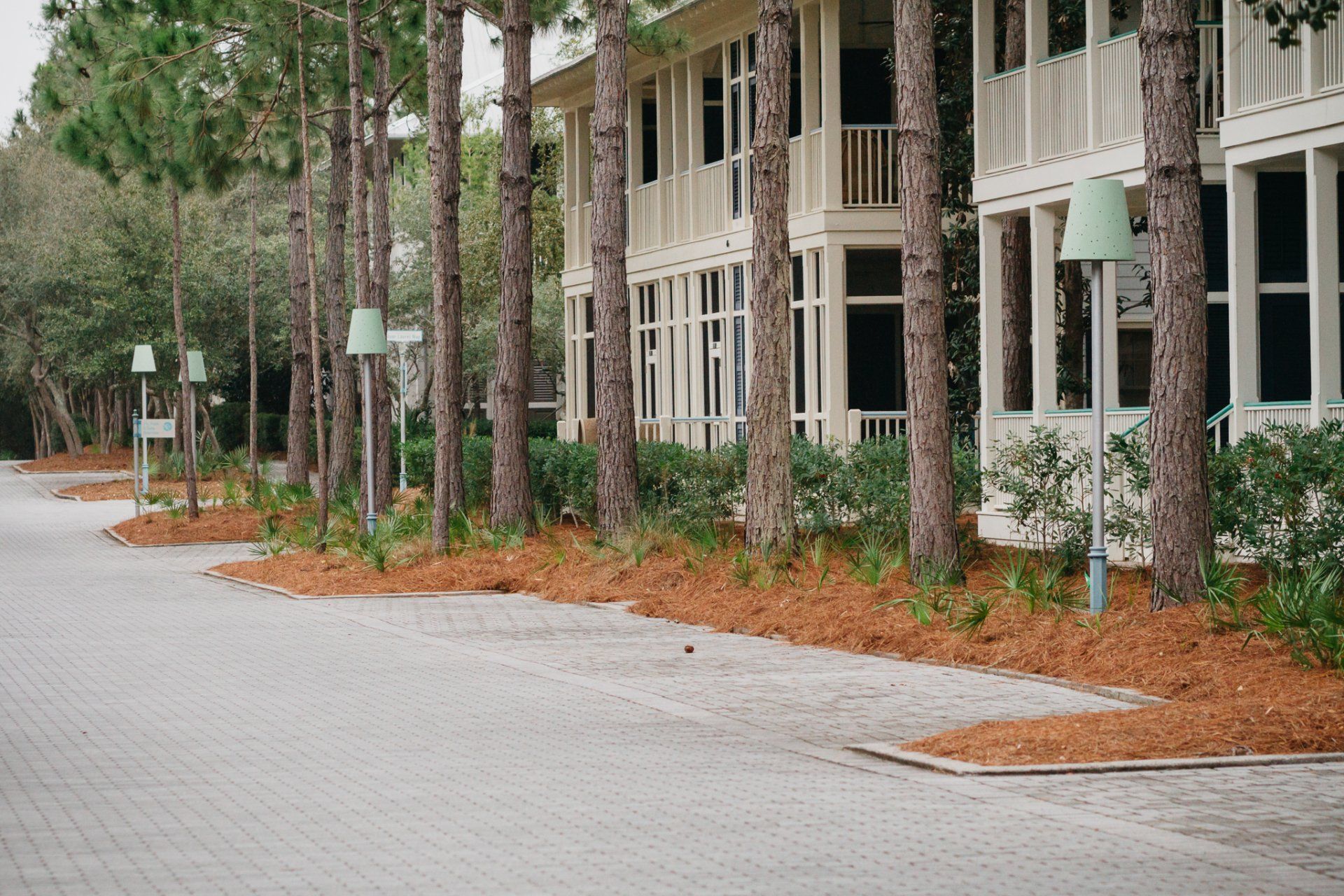 A row of houses are lined up next to each other in a residential area.