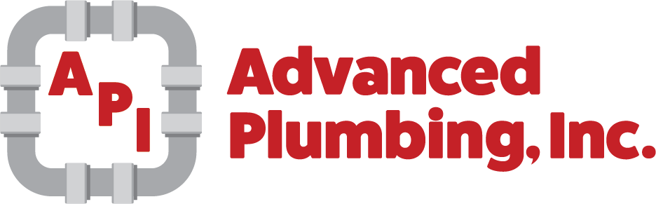 Logo for Advanced Plumbing, Inc., with a red 
