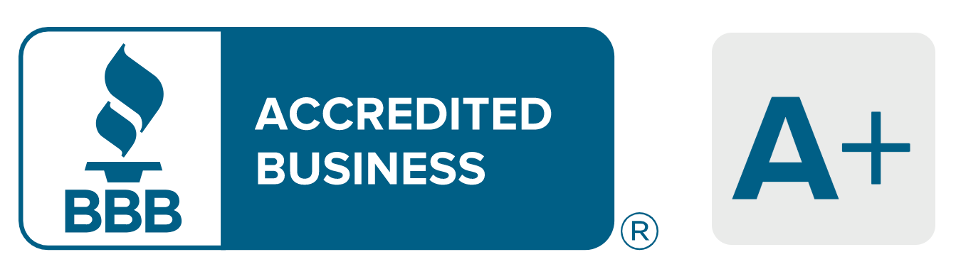 BBB Accredited Business logo next to an A+ rating badge.