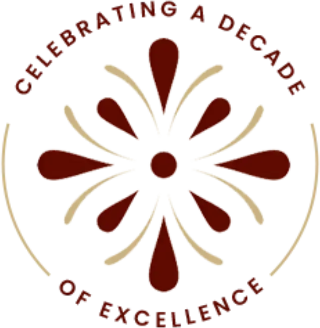 A logo that says celebrating a decade of excellence