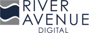 A river avenue digital logo with a wave in the middle