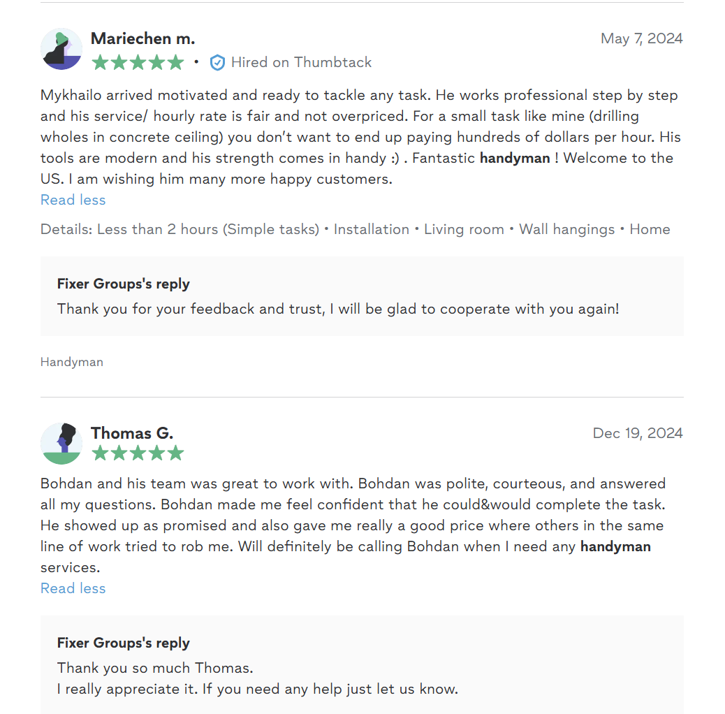 Customer reviews for Fixer Groups construction and renovation services in NYC