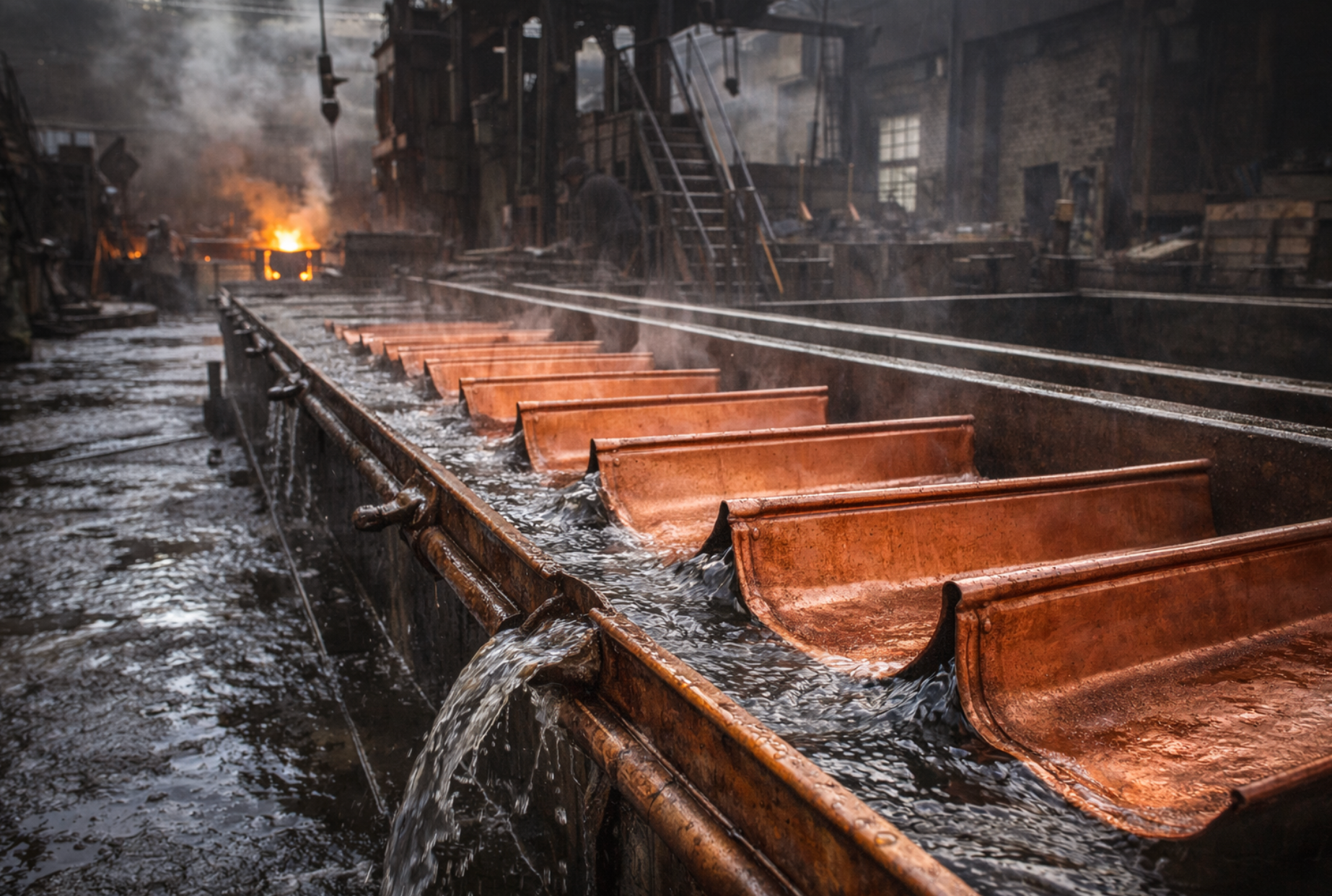 Industrial Revolution copper gutters and drainage systems