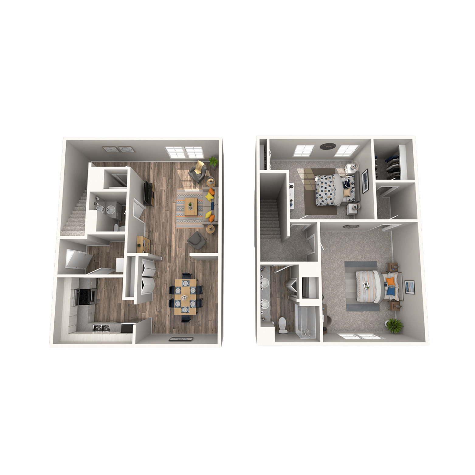 Floor plan of an apartment showing kitchen, dining, living, and bathroom areas.