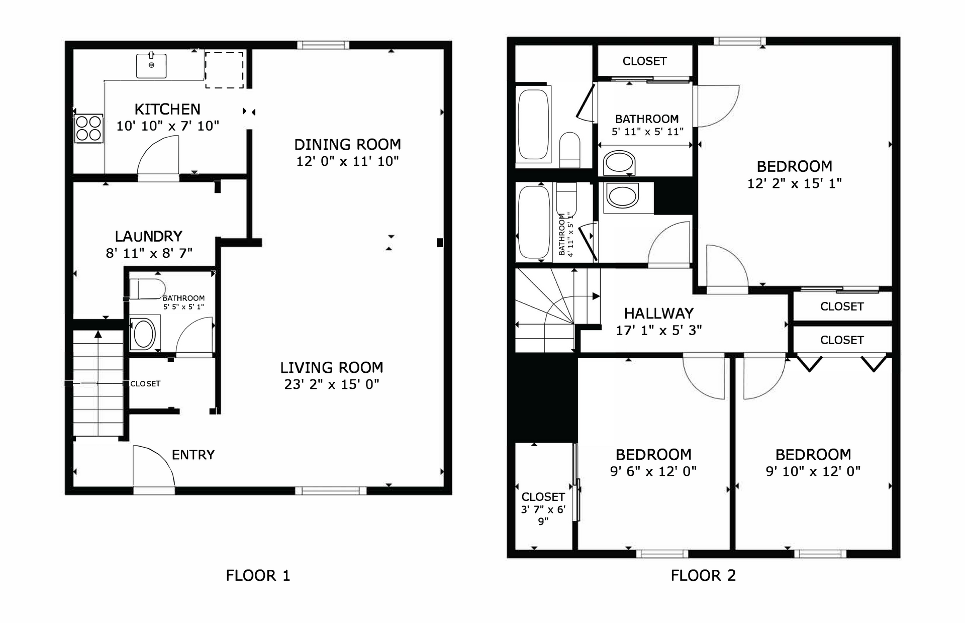 Floor plan of a two-story house. Kitchen, dining, living room, laundry, and stairs. Brown, beige and white color scheme.