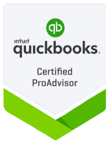 Intuit QuickBooks Certified ProAdvisor badge; green, white, and black colors.
