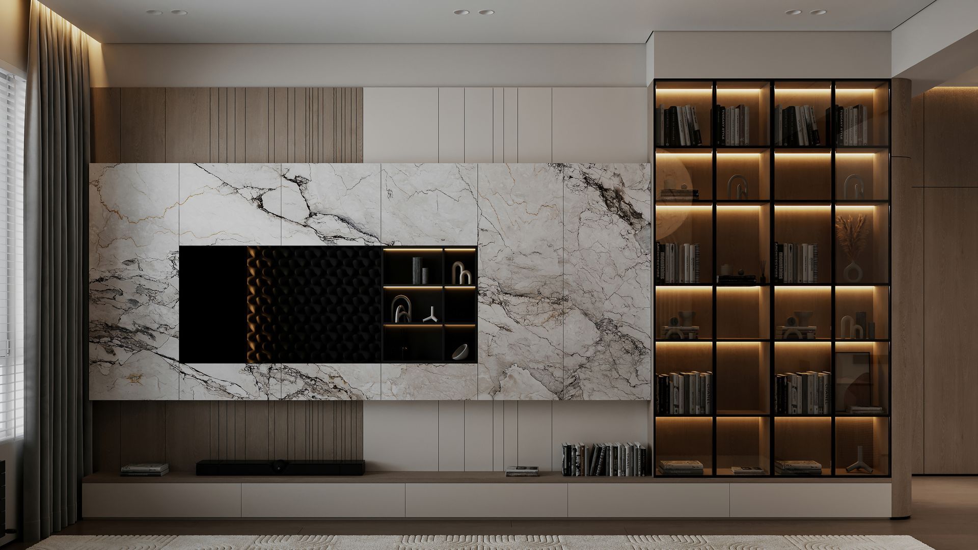 Cuisine blanche avec cuisinière, armoires et fenêtre.