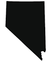 Black silhouette of the state of Nevada.