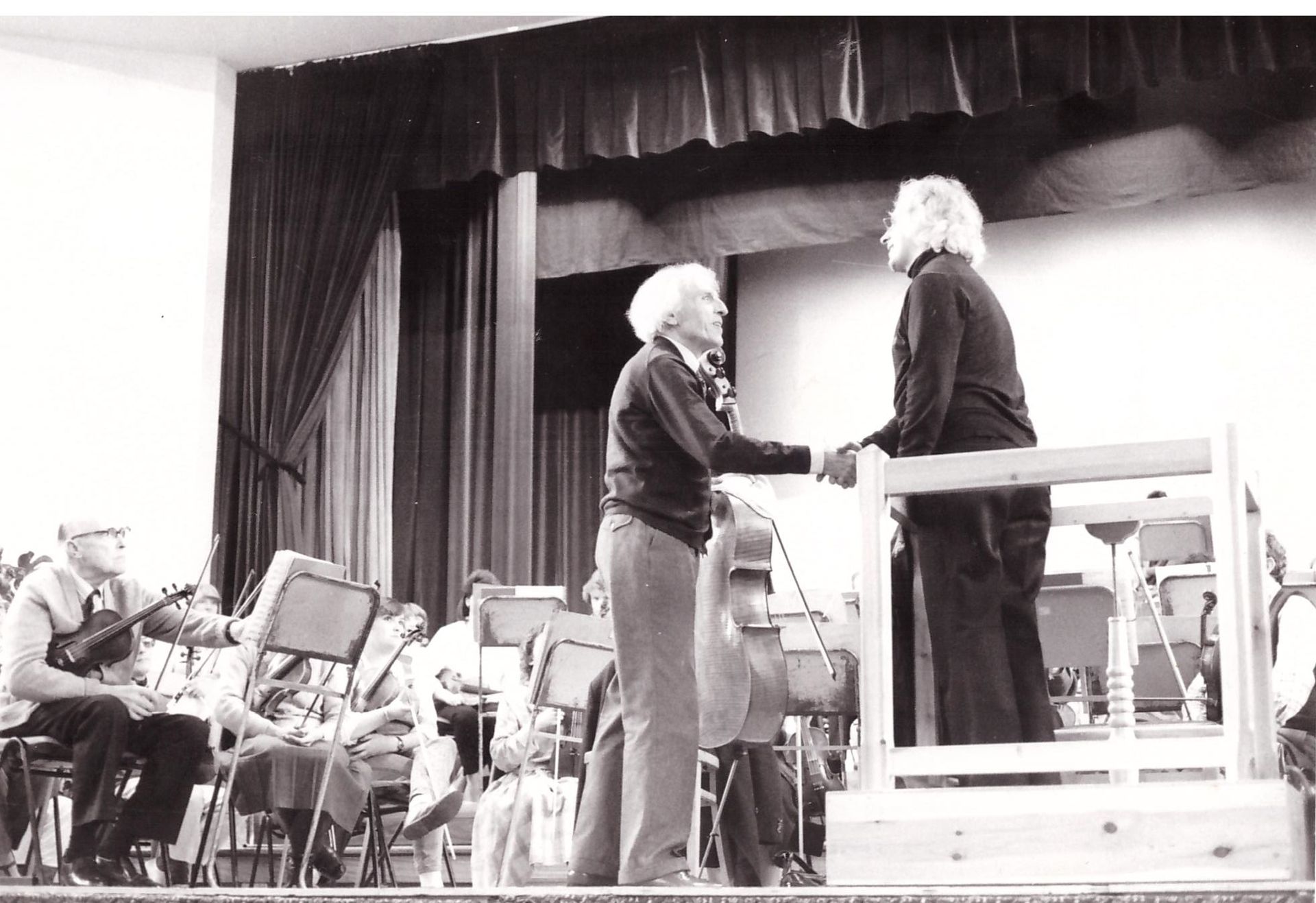 Paul Tortelier in rehearsals with the Grimsby Symphony Orchestra.