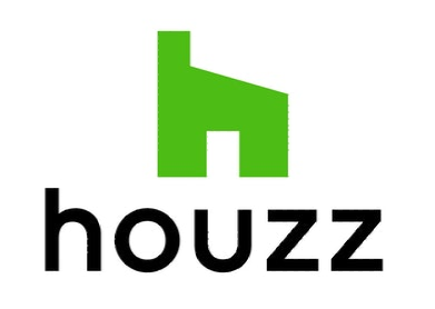 Houzz logo: Green house icon above the word