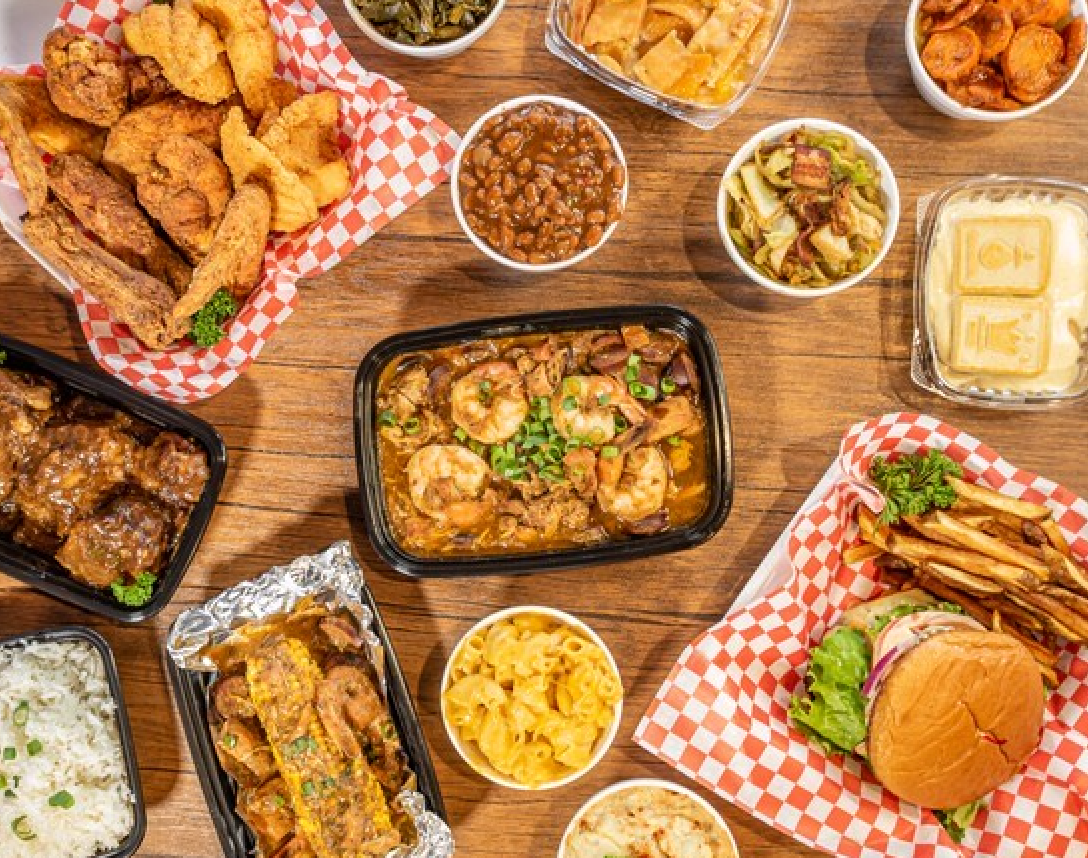 There are many different types of food on the table.